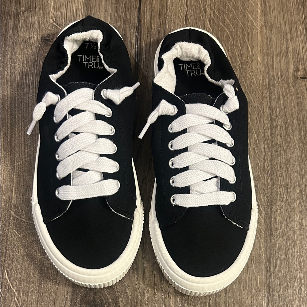 Time and Tru Kids Black and White Sneakers